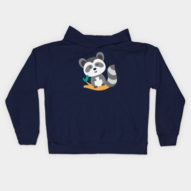 Cute raccoon, funny racoon, kawaii racon Kids Hoodie by crocozen